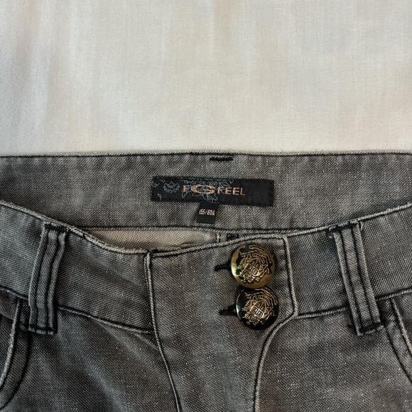 gray utility flare pants y2k stitched panel streetwear size small - Picture 5 of 6